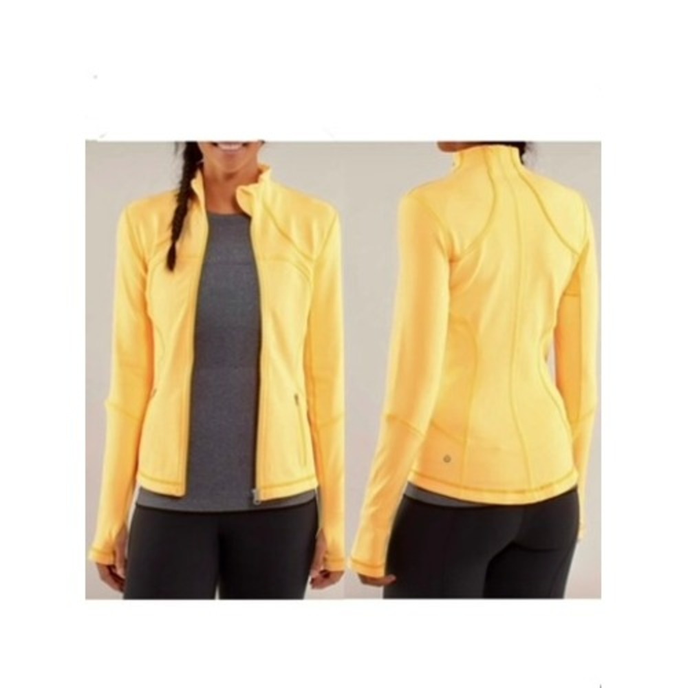 Lululemon Forme‎ Jacket Yellow Luon Full Zip Yoga Run Workout Size 10
